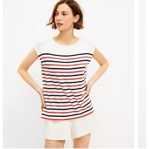 LOFT Lou & Grey Striped Top in Red, Blue, and White